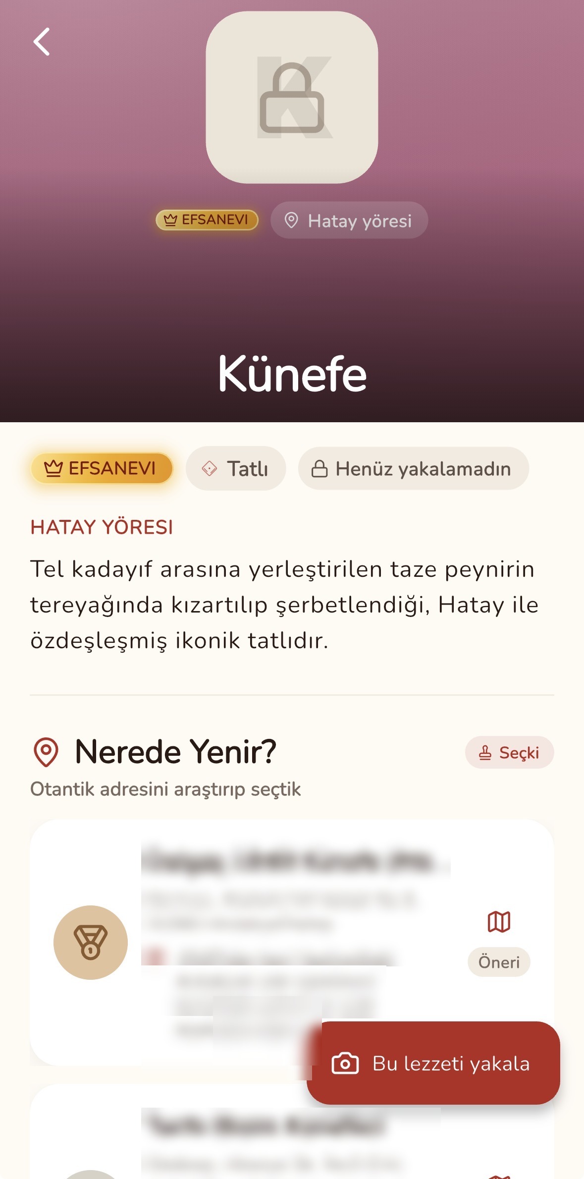 Nerede Yenir — künefe detayı ve restoran önerileri
